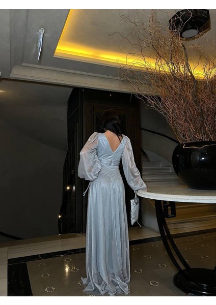 Simli Tül Abiye 583106 Gri modelleri