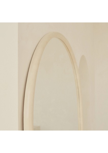 Tam Boy Ekstra Büyük Kemerli Ekru Ahşap Boy Aynası 200CM x 120CM