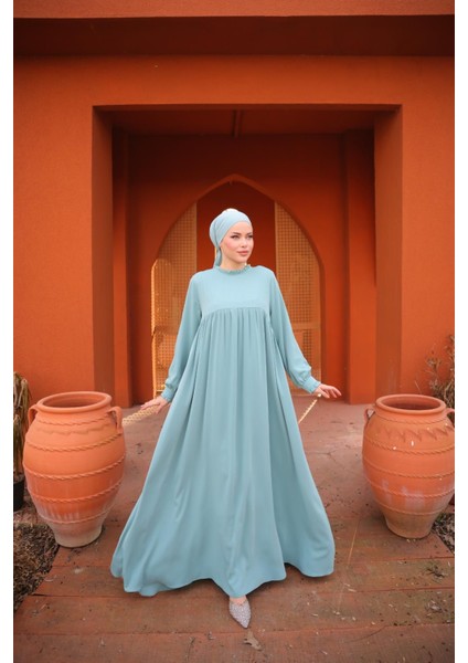 Mint Fırfırlı Robalı Elbise 5062