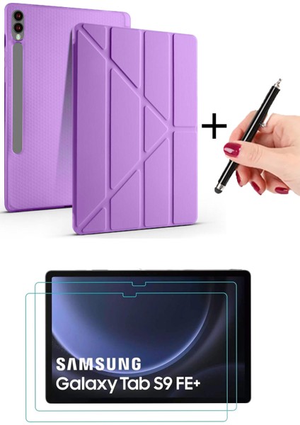 Samsung Tab S10 Plus / S9 Plus / Tab S9 Fe Plus Uyumlu Kalem Bölmeli Kılıf + Kalem + Ekran Koruyucu