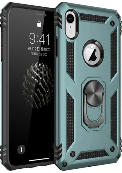 Bfs iPhone Xr Kılıf Sofya Yüzüklü Silikon Kapak - Yeşil