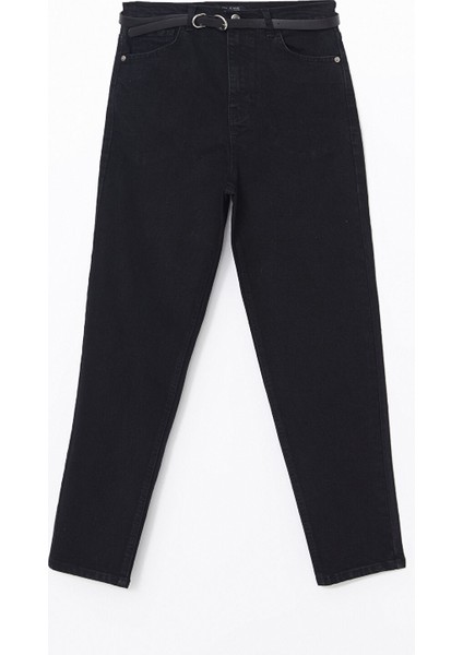 Yeni Sezon Beli Kemerli Mom Fit Kadın Jean Pantolon indirimleri
