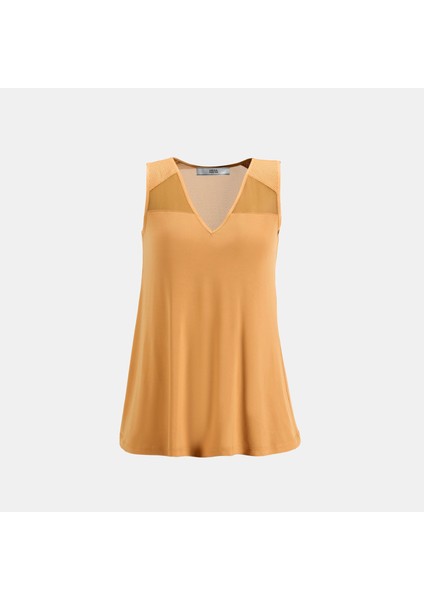 Kadın Turuncu Deri Detaylı Perforeli Bluz fiyatları