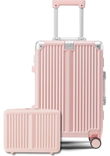 Joya Pc Policarbon 2'li Valiz Seti (Kabin ve Makyaj) Pembe