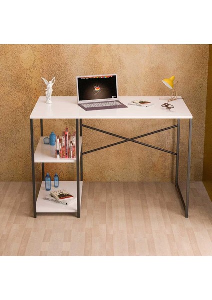 Falez 2 Raflı Çalışma Masası 60X120 - Bilgisayar Ofis Ders Masası Beyaz fiyatları