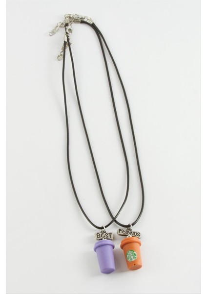 Ds-Derin Içecek Arkadaşlık Kolyeleri Çift Kolye-Mor