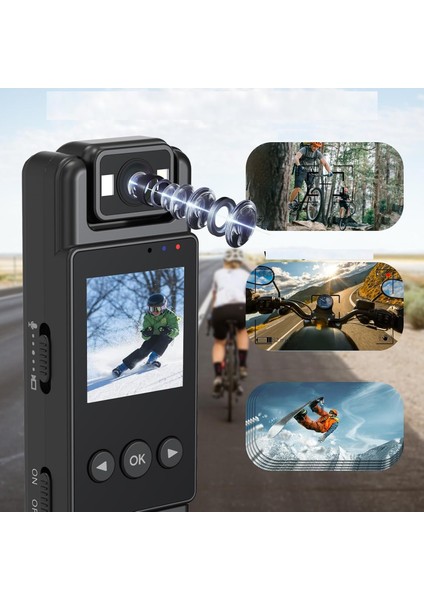 Küçük Giyilebilir 1080P Hd Wifi Bağlantı 180 Derece Dönebilen Lens 1,3inç Renkli Ekranlı Cep Kamera modelleri