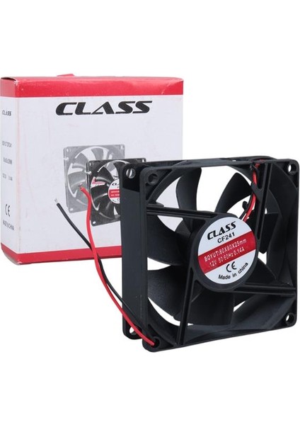 Class CF-241 DC12V 80X80X25MM Aksiyel Fan - 20CM Siyah-Kırmızı Güç Kablolu fırsatları