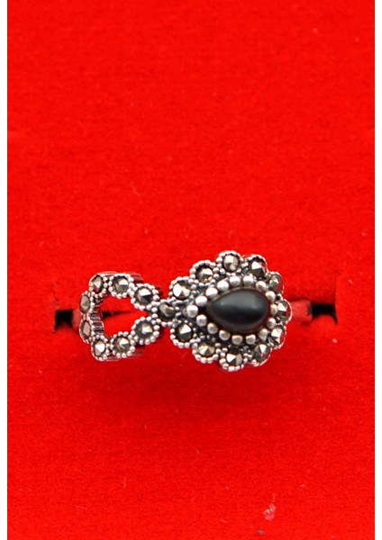 925 Ayar Kadın Gümüş Oltu Taşı Yüzük SY00044 modelleri