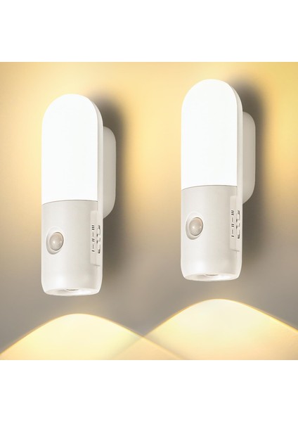 Hareket Sensörlü LED Gece Lambası, Parlaklık Ayarı Yapılabilir, 3 Modlu, Kablosuz, Merdiven, Koridor, Yatak Odası, Çocuk Odası Aydınlatması, USB Şarj Edilebilir Işık, LED Manyetik Lamba