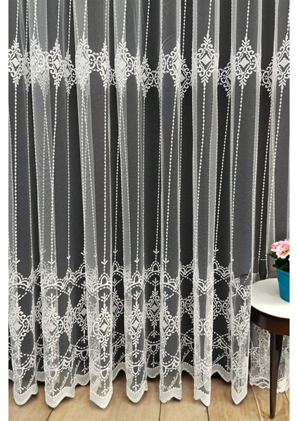 Eko 8047 Desenli 1'e 2,5 Orta Pileli Tül Perde