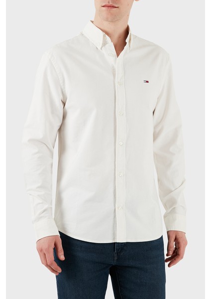 % 100 Pamuk Regular Fit Düğmeli Yaka Gömlek Erkek Gömlek DM0DM21298 Ybl