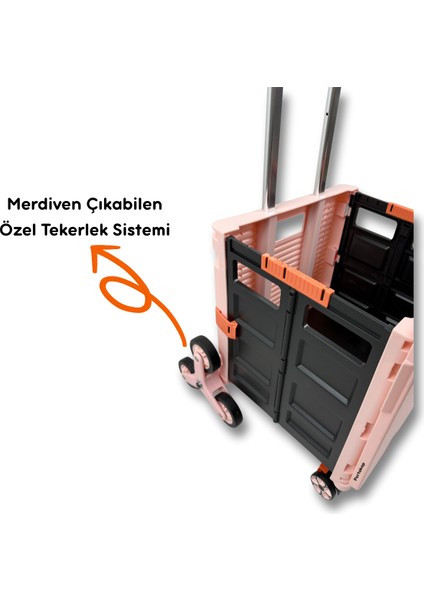 8 Tekerlekli, 55 Litre Pembe Katlanır Alışveriş Arabası fırsatları