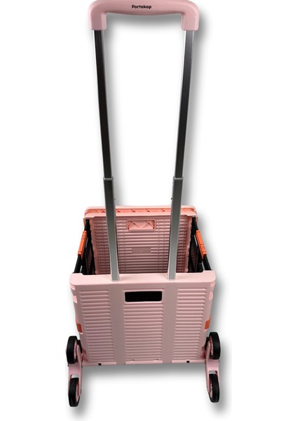 8 Tekerlekli, 55 Litre Pembe Katlanır Alışveriş Arabası