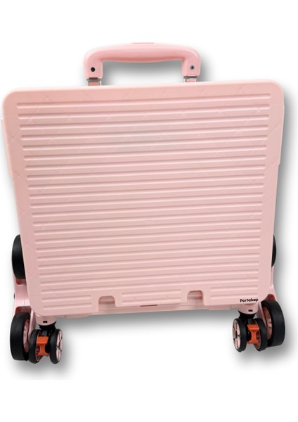 8 Tekerlekli, 55 Litre Pembe Katlanır Alışveriş Arabası