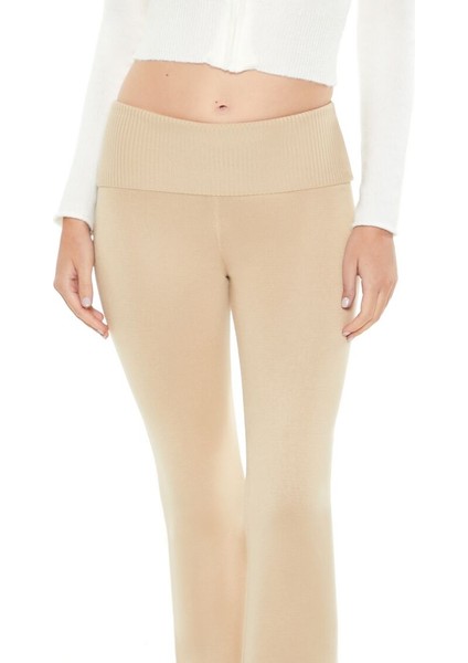 Örgü Triko Katlanabilir Bel Detaylı Pantolon modelleri