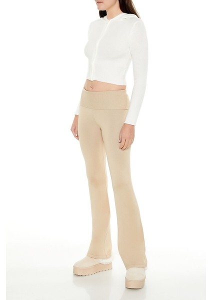 Örgü Triko Katlanabilir Bel Detaylı Pantolon fırsatları