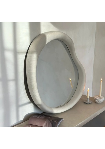 Kumaş Çerçeveli Asimetrik Duvar Aynası 80CM x 72CM fiyatları