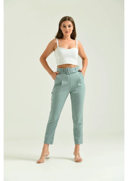 Kadın Pantolon Kemer Detaylı Basic Kadın Pantolon Mint - T018 fiyatları