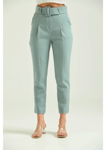 Kadın Pantolon Kemer Detaylı Basic Kadın Pantolon Mint - T018 modelleri