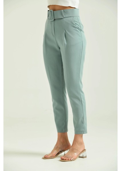 Kadın Pantolon Kemer Detaylı Basic Kadın Pantolon Mint - T018 fırsatları