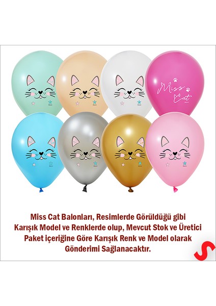 Miss Cat Balon, 30CM x 5 Adet modelleri