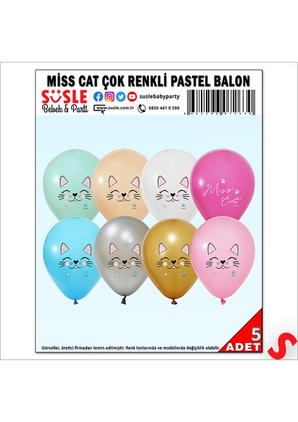 Miss Cat Balon, 30CM x 5 Adet fırsatları