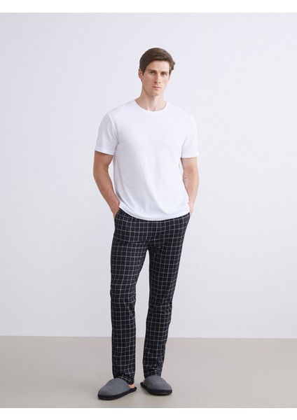Yeni Sezon Standart Kalıp Ekose Erkek Pijama Alt