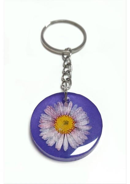 Ds-Derin Papatya Epoksi Anahtarlık-Mor