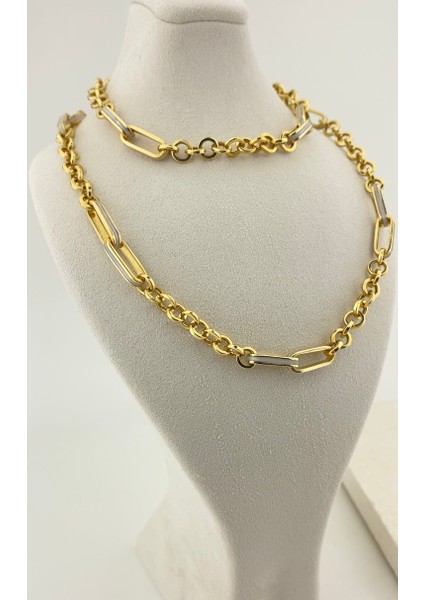 14 Ayar Altın Beyaz Mineli Zincir Kolye Bileklik Set modelleri