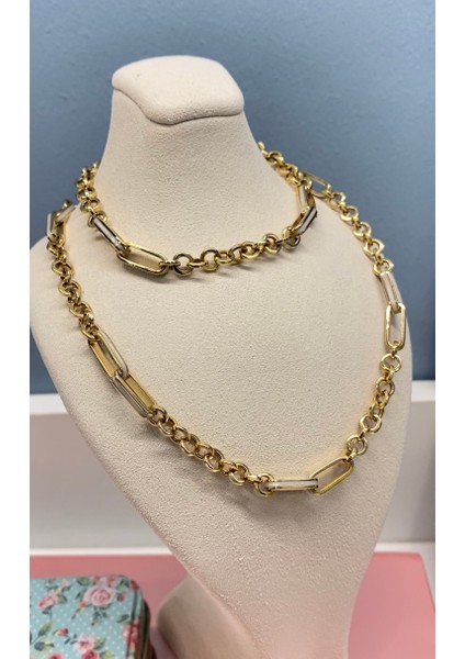 14 Ayar Altın Beyaz Mineli Zincir Kolye Bileklik Set indirimleri