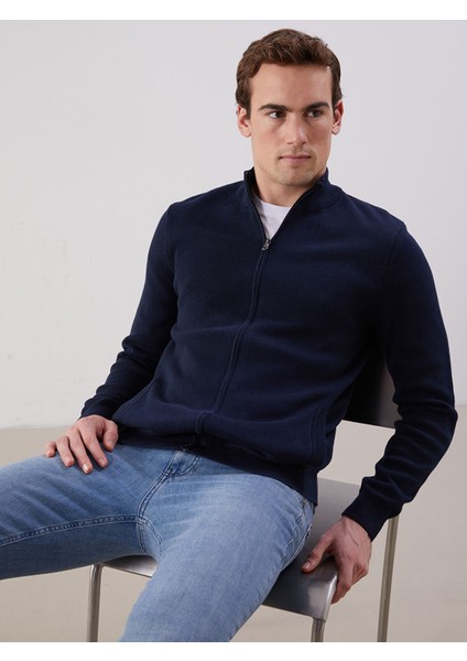 Yeni Sezon Standart Kalıp Dik Yaka Erkek Triko Hırka