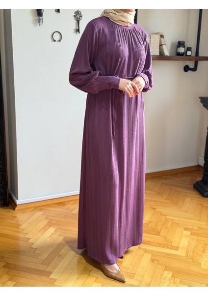 Mürdüm Saç Örgü Desen Örme Elbise 9938 indirimleri
