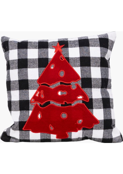 Siyah, Beyaz Ağaçlı Yastık Kılıf 25CM