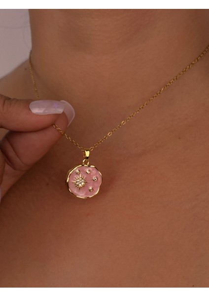 Pembe Pusula Yıldız Çelik Gold Kolye Hediyelik Zarif Ince Zincir Günlük Trend Kolye fiyatları