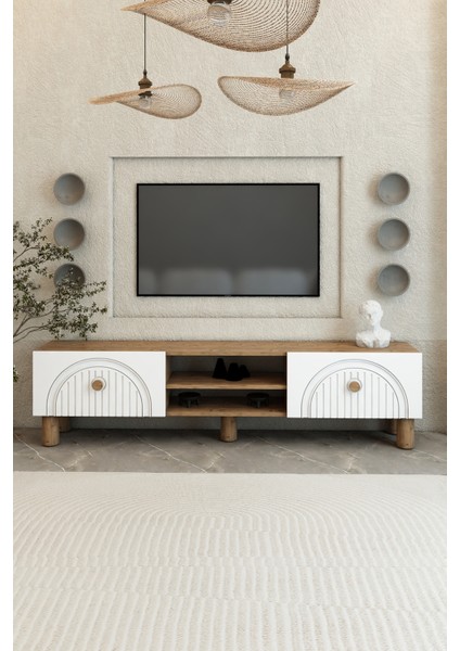 Bohem 150 cm 2 Kapaklı Raflı Tv Ünitesi – Mdf Membran Kapaklı Modern Tv Sehpası