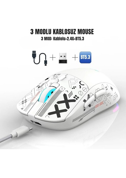 K620 Hot-Swap Mekanik Klavye+ Hxsj T90 Kablosuz 3 Modlu Oyuncu Mouse