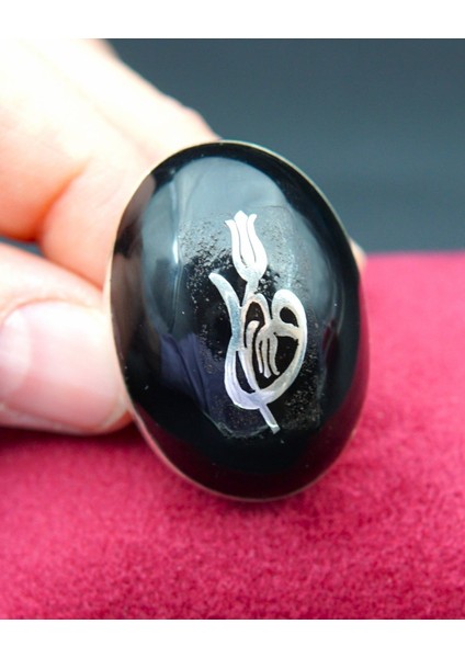 925 Ayar Kadın Gümüş Oltu Taşı Yüzük SY00054 fiyatları