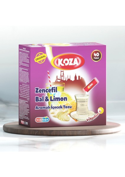 Koza Tek Içimlik Zencefil Bal Limon Aromalı Toz Içecek 40'lı