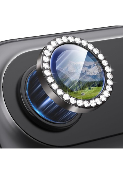 iPhone 17 Air Kılıf Parlak Taşlı Kamera Koruma Renkli Lens Koruyucu Temperli Cam