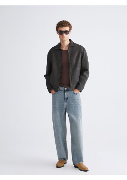 Yeni Sezon Rahat Kalıp Gömlek Yaka Erkek Deri Görünümlü Ceket fiyatları