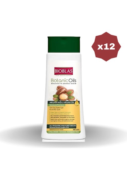 Botanic Oils Argan Şampuan 360 ml - (12 Adet)