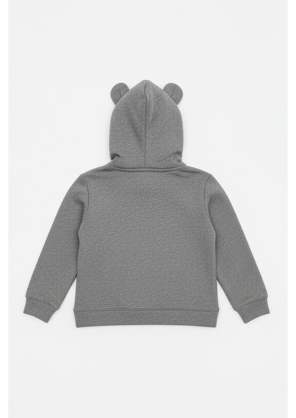 Erkek Çocuk Ayıcık Kulaklı Pamuklu Gri Kapüşonlu Sweatshirt fırsatları