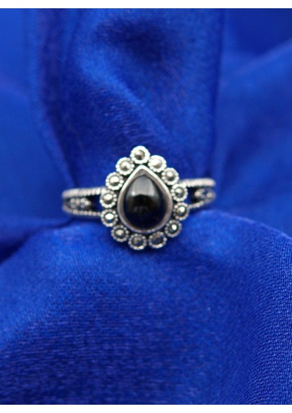 925 Ayar Kadın Gümüş Oltu Taşı Yüzük SY00043 fiyatları