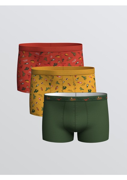 Yeni Sezon Standart Kalıp Pamuklu Esnek Erkek Boxer 3'lü