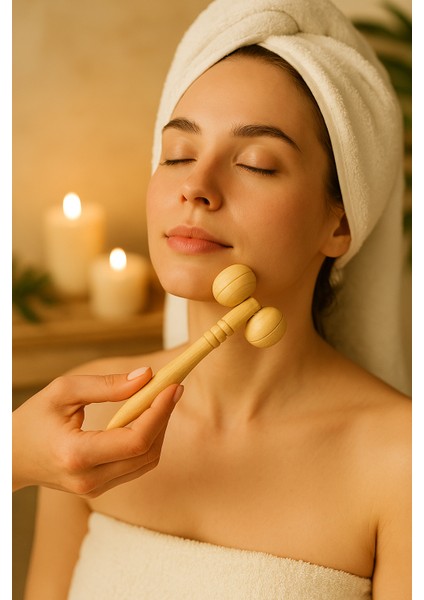 Doğal Ahşap Yüz Masaj Aleti | Çift Başlıklı Roller | Spa & Cilt Bakım Aracı fiyatları