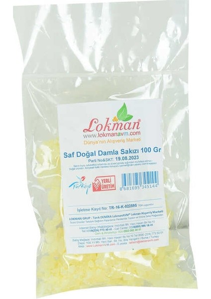 Damla Sakızı Saf Doğal 100 gr Paket