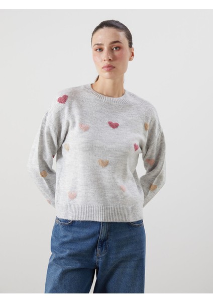 Yeni Sezon Bisiklet Yaka Desenli Kadın Triko Kazak