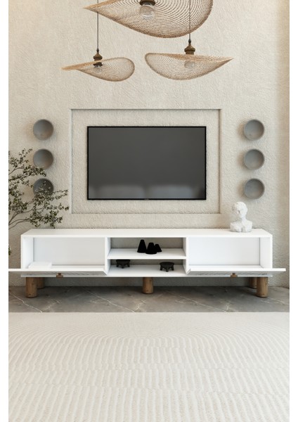 Bohem 150 cm 2 Kapaklı Raflı Tv Ünitesi – Mdf Membran Kapaklı Modern Tv Sehpası modelleri
