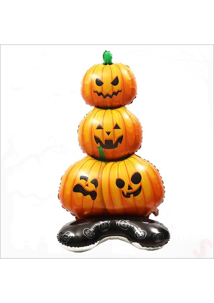 Halloween Ayaklı ve 3 Katlı Balkabağı Folyo Balon, 109CM x 61CM fiyatları